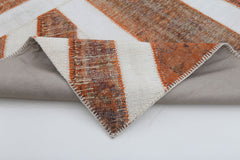 Flag Patchwork Turuncu Figürlü Pamuk Yün El Dokuma Halısı 203x301 Agacan