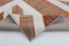 Flag Patchwork Turuncu Figürlü Pamuk Yün El Dokuma Halısı 204x302 Agacan