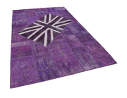 Flag Patchwork Mor Figürlü Pamuk Yün El Dokuma Halısı 201x303 Agacan
