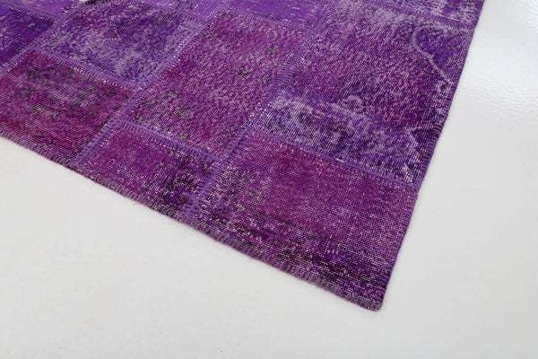 Flag Patchwork Mor Figürlü Pamuk Yün El Dokuma Halısı 201x303 Agacan