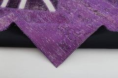 Flag Patchwork Mor Figürlü Pamuk Yün El Dokuma Halısı 201x303 Agacan