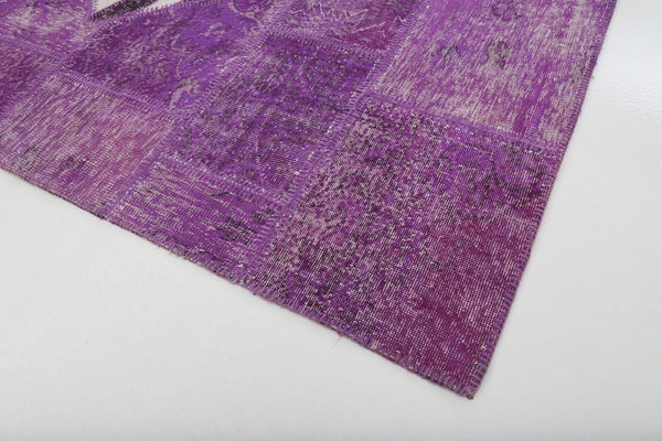 Flag Patchwork Mor Figürlü Pamuk Yün El Dokuma Halısı 200x306 Agacan