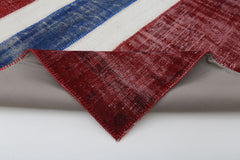 Flag Patchwork Kırmızı Figürlü Pamuk Yün El Dokuma Halısı 197x288 Agacan