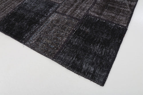 Flag Patchwork Siyah Figürlü Pamuk Yün El Dokuma Halısı 199x304 Agacan