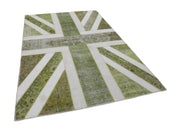 Flag Patchwork Yeşil Figürlü Pamuk Yün El Dokuma Halısı 200x300 Agacan