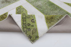 Flag Patchwork Yeşil Figürlü Pamuk Yün El Dokuma Halısı 200x300 Agacan