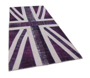 Flag Patchwork Mor Figürlü Pamuk Yün El Dokuma Halısı 153x302 Agacan