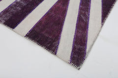 Flag Patchwork Mor Figürlü Pamuk Yün El Dokuma Halısı 153x302 Agacan