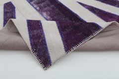 Flag Patchwork Mor Figürlü Pamuk Yün El Dokuma Halısı 153x302 Agacan