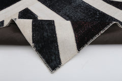 Flag Patchwork Siyah Figürlü Pamuk Yün El Dokuma Halısı 202x305 Agacan