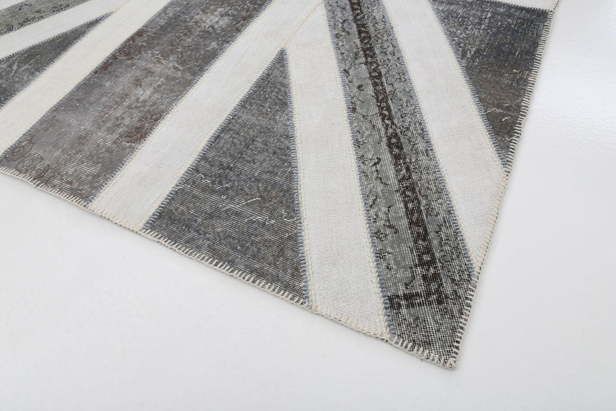 Gri El Dokuma Halı Bayrak Desenli Patchwork 200x300 cm – Oturma odası kullanımı