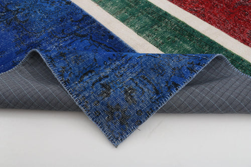 Flag Patchwork Mavi Figürlü Pamuk Yün El Dokuma Halısı 201x298 Agacan