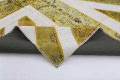 Flag Patchwork Sarı Figürlü Pamuk Yün El Dokuma Halısı 200x304 Agacan