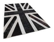 Flag Patchwork Siyah Figürlü Pamuk Yün El Dokuma Halısı 203x300 Agacan