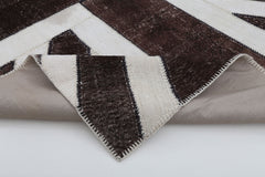 Flag Patchwork Kahverengi Figürlü Pamuk Yün El Dokuma Halısı 203x300 Agacan