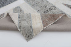 Flag Patchwork Gri Figürlü Pamuk Yün El Dokuma Halısı 202x303 Agacan