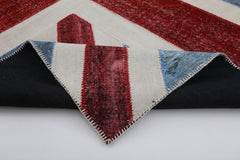 Flag Patchwork Mavi Figürlü Pamuk Yün El Dokuma Halısı 250x309 Agacan