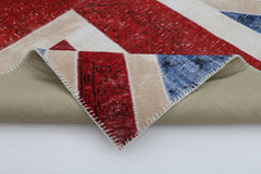 Flag Patchwork Mavi Figürlü Pamuk Yün El Dokuma Halısı 173x245 Agacan