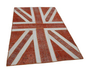 Flag Patchwork Turuncu Figürlü Pamuk Yün El Dokuma Halısı 140x215 Agacan