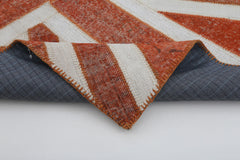 Flag Patchwork Turuncu Figürlü Pamuk Yün El Dokuma Halısı 140x215 Agacan