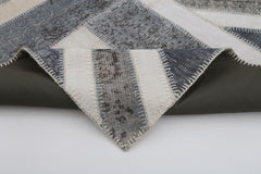 Flag Patchwork Gri Figürlü Pamuk Yün El Dokuma Halısı 144x194 Agacan