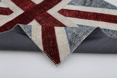 Flag Patchwork Mavi Figürlü Pamuk Yün El Dokuma Halısı 123x183 Agacan