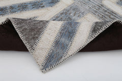 Flag Patchwork Gri Figürlü Pamuk Yün El Dokuma Halısı 93x154 Agacan