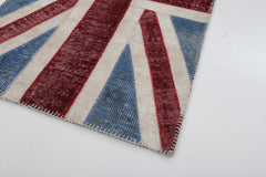 Flag Patchwork Mavi Figürlü Pamuk Yün El Dokuma Halısı 86x152 Agacan