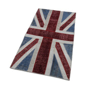 Flag Patchwork Mavi Figürlü Pamuk Yün El Dokuma Halısı 83x152 Agacan