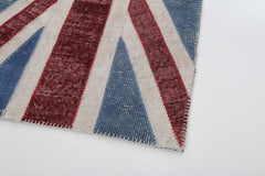 Flag Patchwork Mavi Figürlü Pamuk Yün El Dokuma Halısı 82x152 Agacan