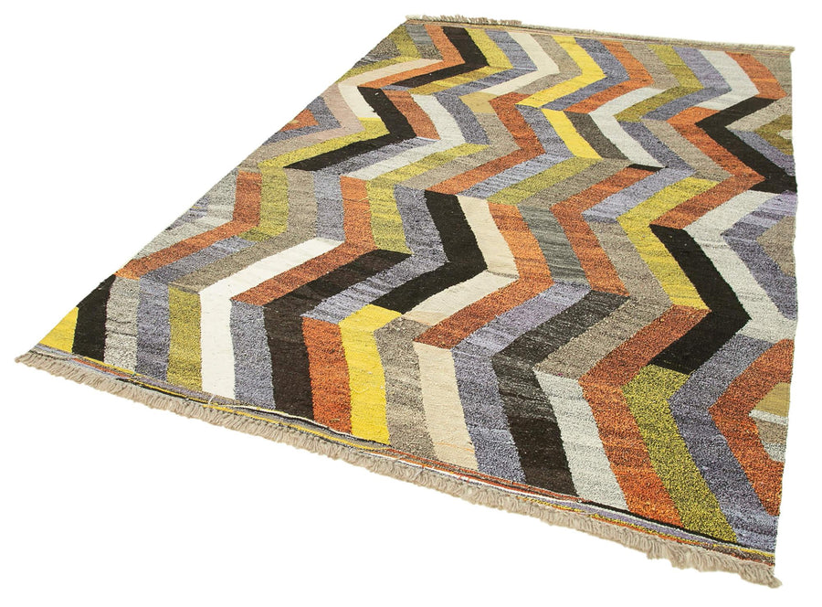 Scrap Beyaz Geometrik Pamuk Yün El Dokuma Halısı 176x250 Agacan