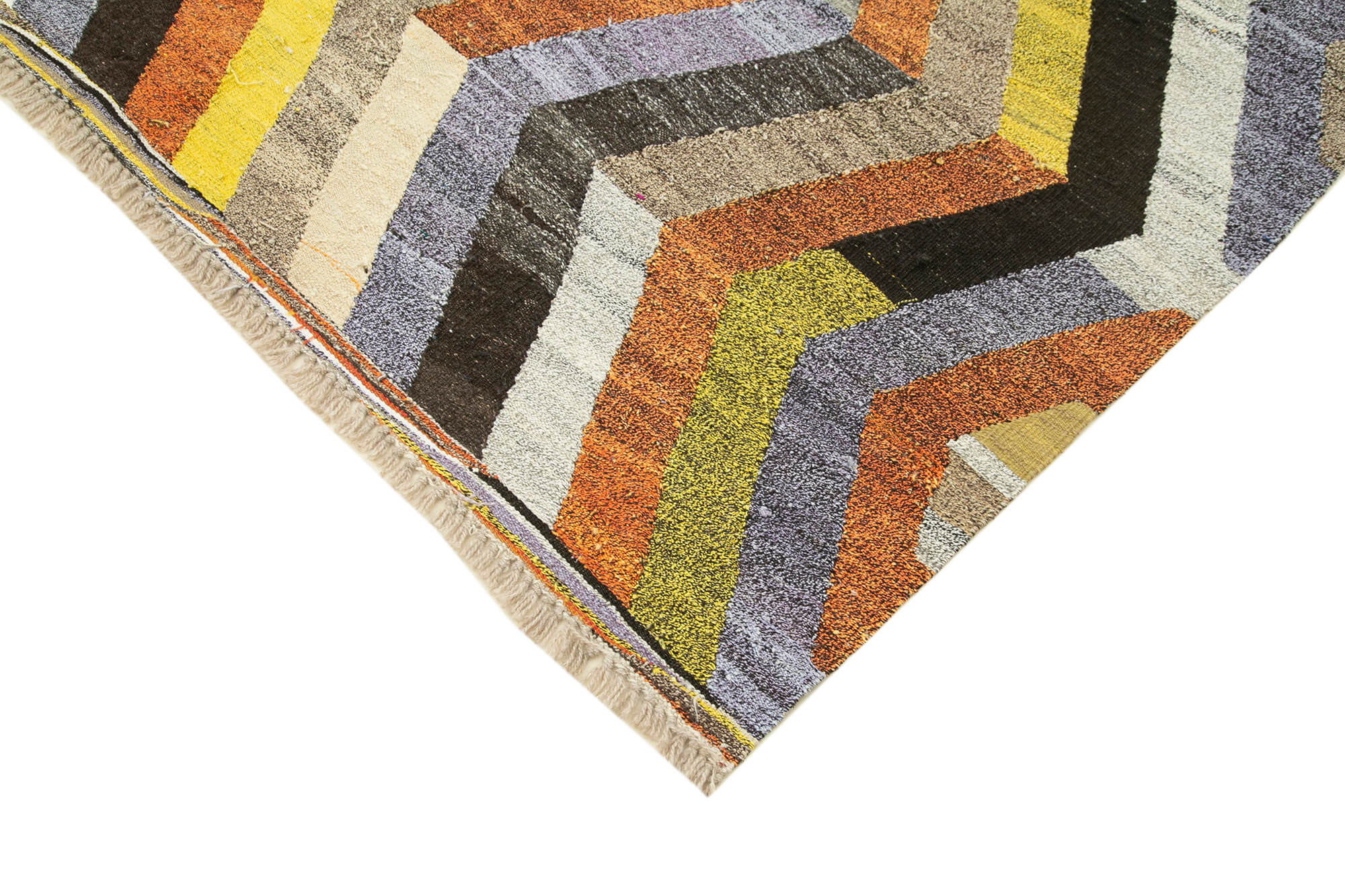 Scrap Beyaz Geometrik Pamuk Yün El Dokuma Halısı 176x250 Agacan