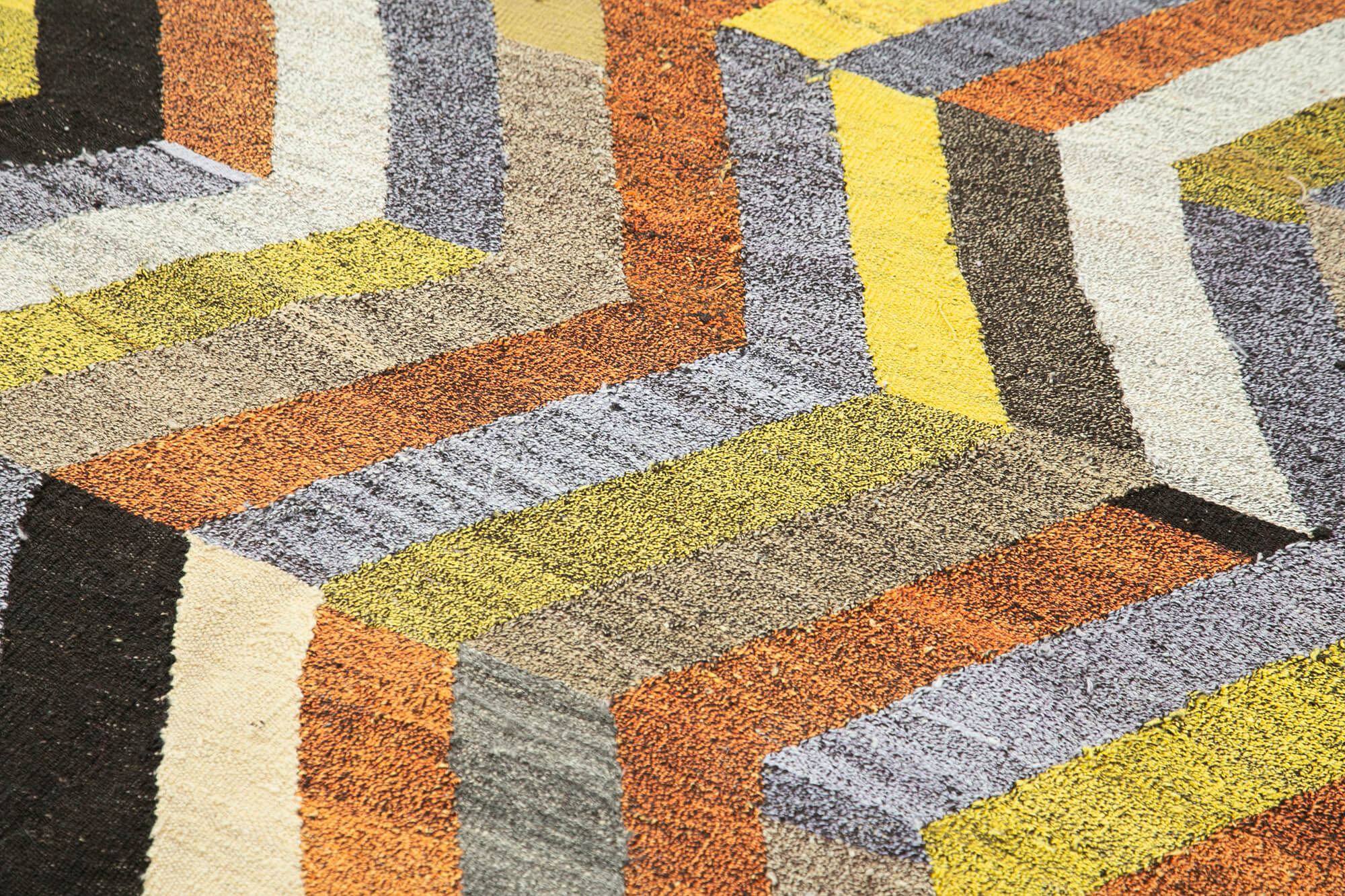 Scrap Beyaz Geometrik Pamuk Yün El Dokuma Halısı 176x250 Agacan