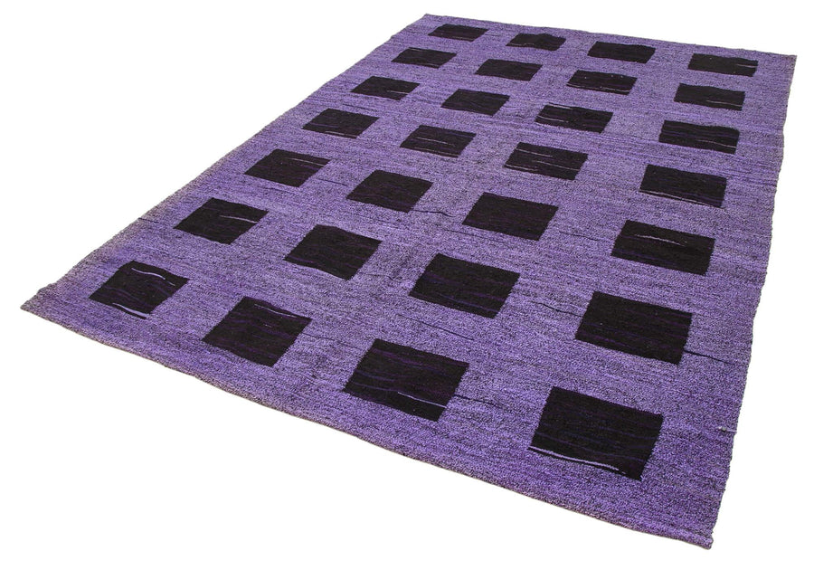 Scrap Mor Geometrik Pamuk Yün El Dokuma Halısı 203x305 Agacan