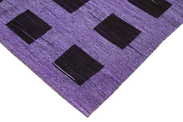 Scrap Mor Geometrik Pamuk Yün El Dokuma Halısı 203x305 Agacan