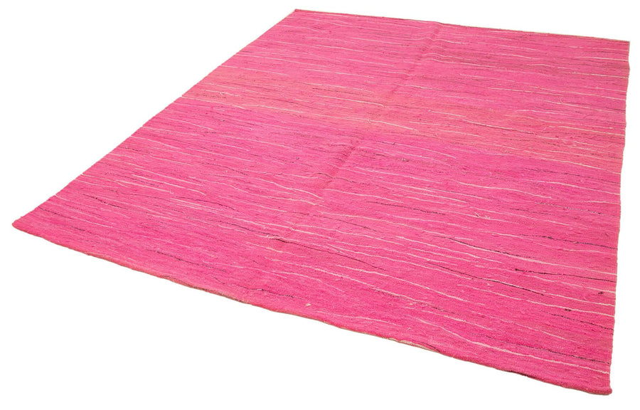 Scrap Pembe Geometrik Pamuk Yün El Dokuma Halısı 210x260 Agacan