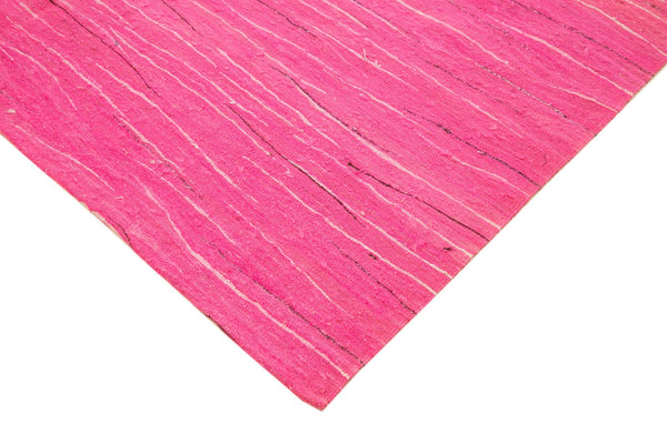 Scrap Pembe Geometrik Pamuk Yün El Dokuma Halısı 210x260 Agacan