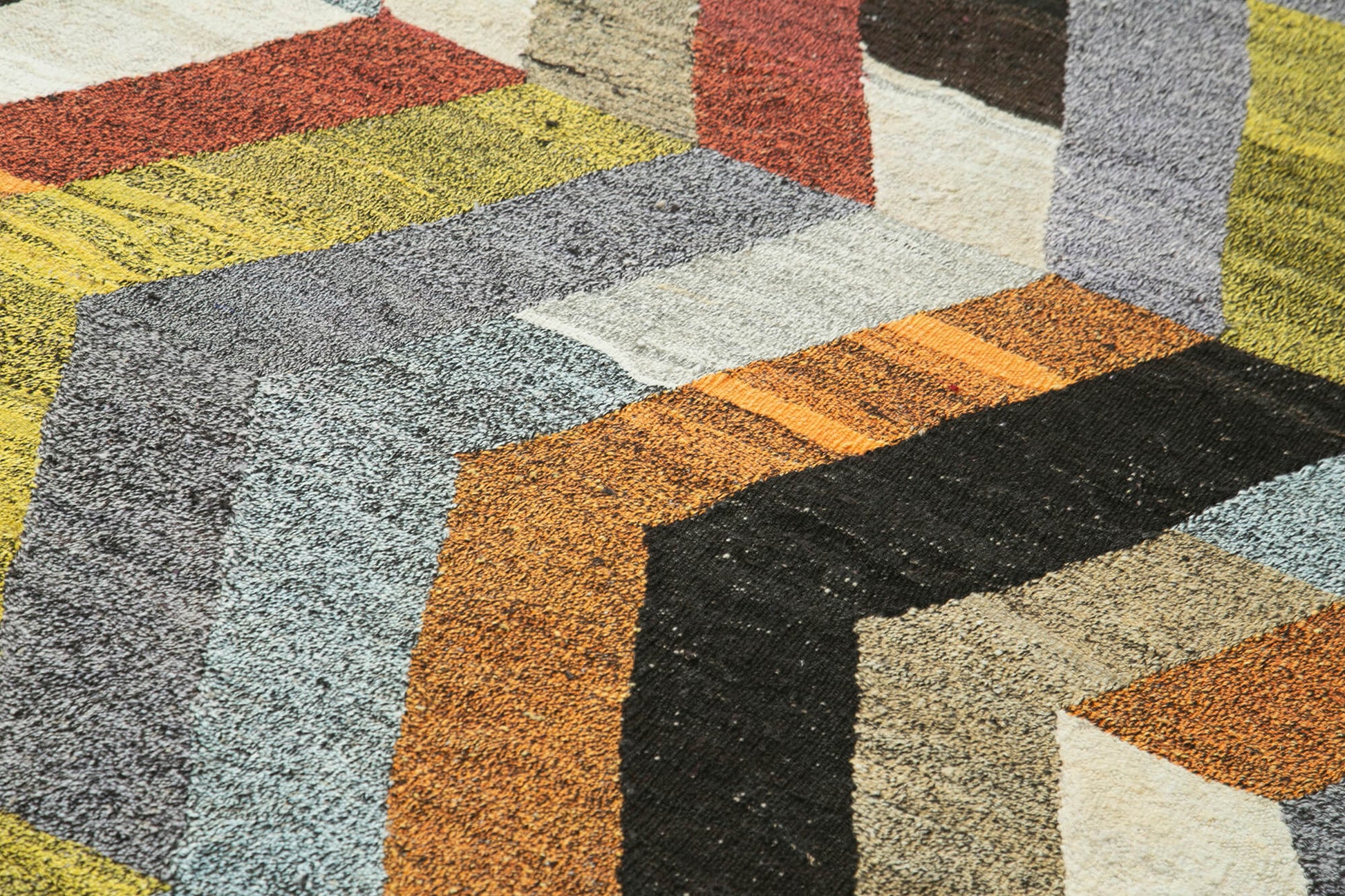 Scrap Turuncu Geometrik Pamuk Yün El Dokuma Halısı 181x245 Agacan