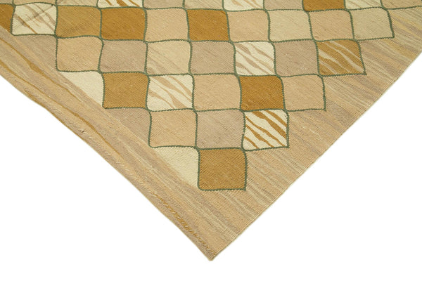 Scrap Kahverengi Geometrik Pamuk Yün El Dokuma Halısı 170x235 Agacan