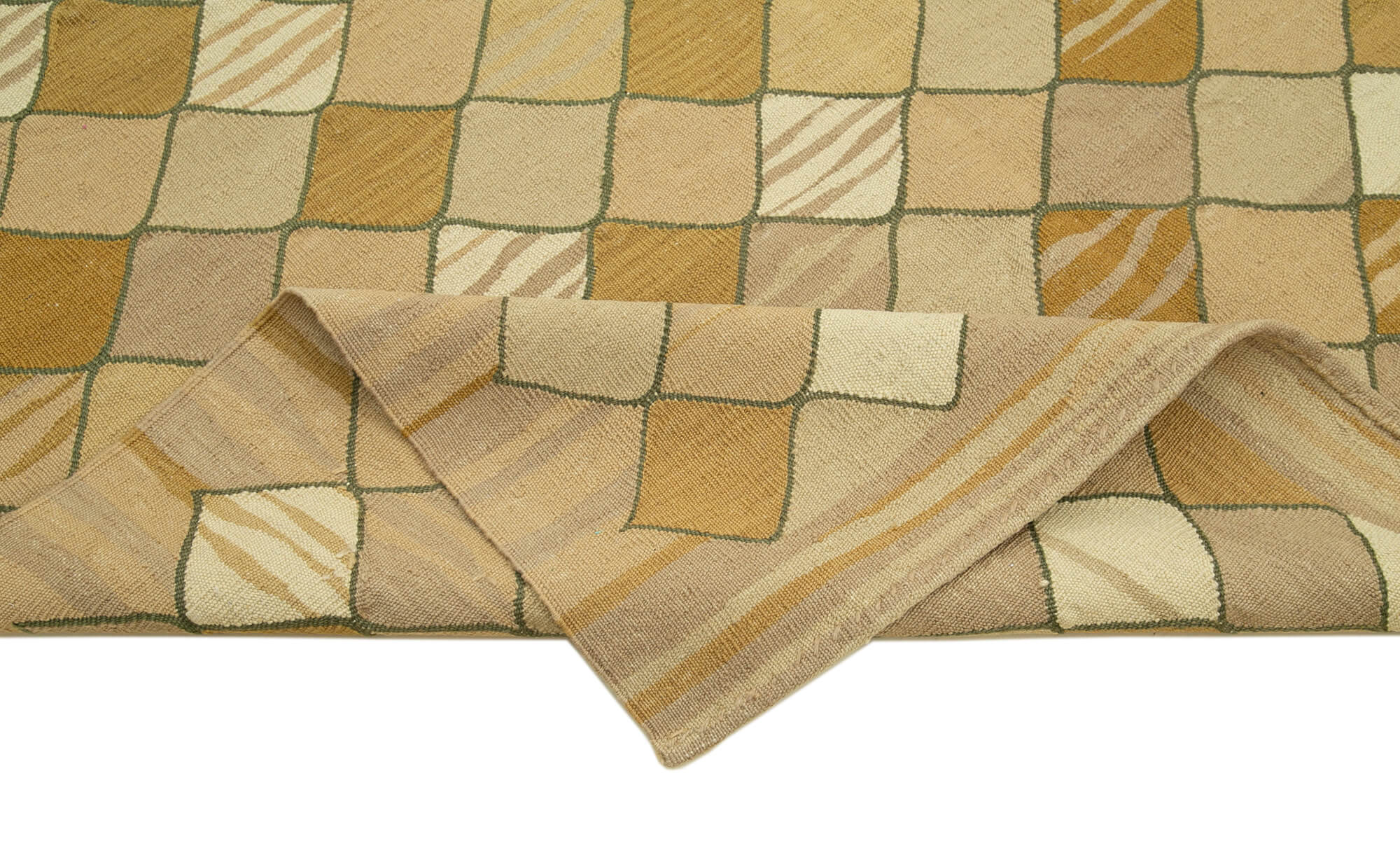 Scrap Kahverengi Geometrik Pamuk Yün El Dokuma Halısı 170x235 Agacan