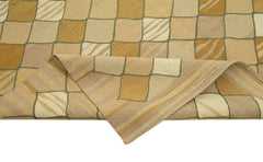 Scrap Kahverengi Geometrik Pamuk Yün El Dokuma Halısı 170x235 Agacan