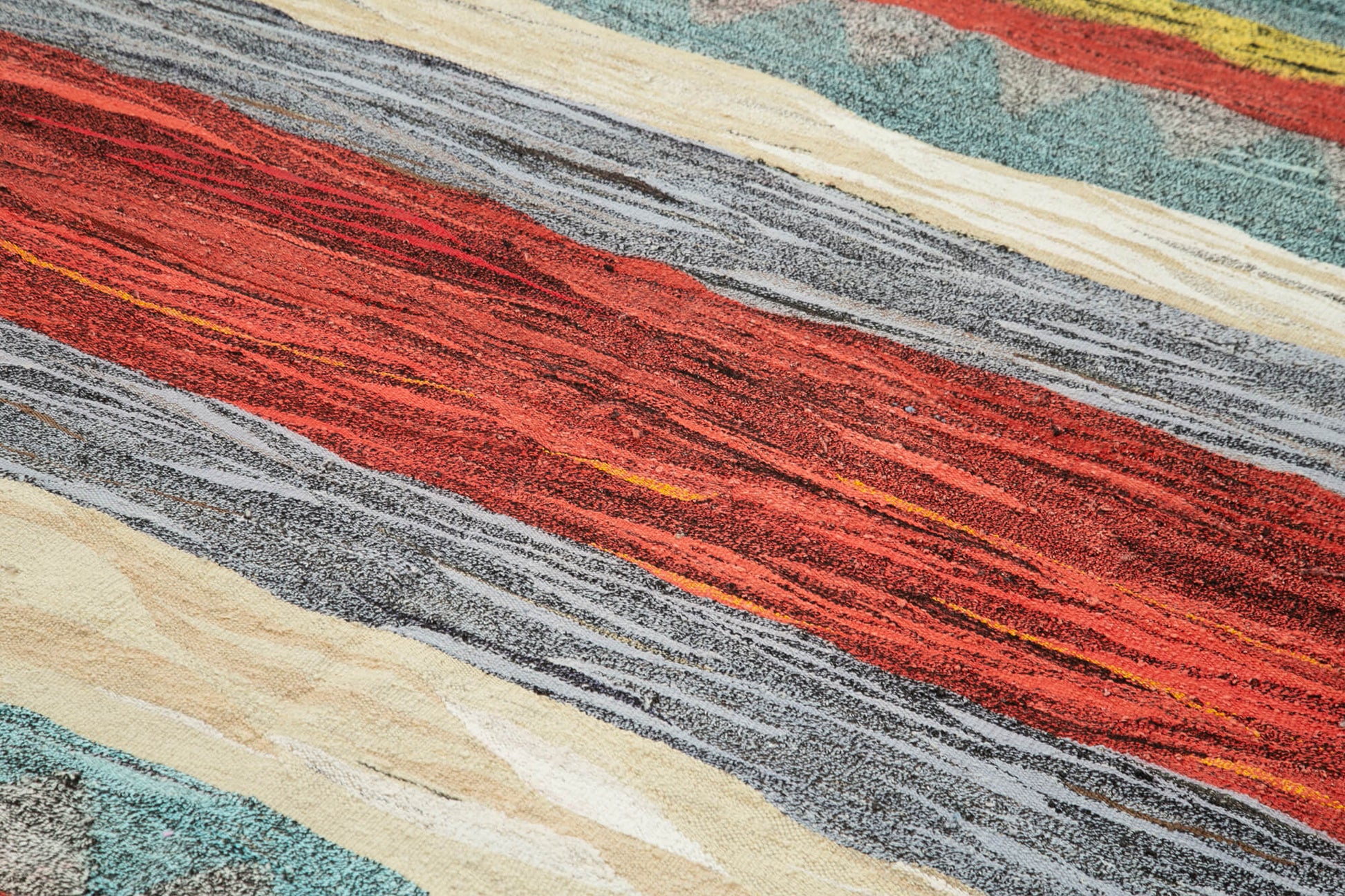 Scrap Mavi Geometrik Pamuk Yün El Dokuma Halısı 200x292 Agacan