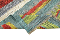 Scrap Mavi Geometrik Pamuk Yün El Dokuma Halısı 200x292 Agacan