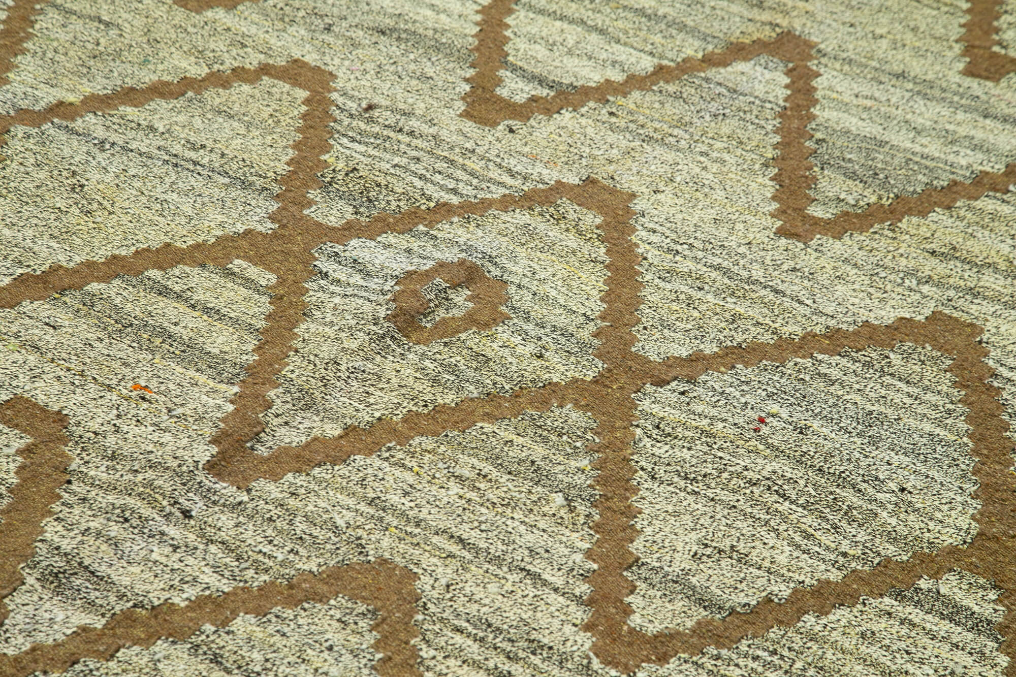 Scrap Yeşil Geometrik Pamuk Yün El Dokuma Halısı 218x314 Agacan