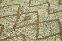 Scrap Yeşil Geometrik Pamuk Yün El Dokuma Halısı 218x314 Agacan