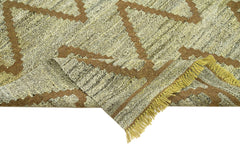 Scrap Yeşil Geometrik Pamuk Yün El Dokuma Halısı 218x314 Agacan