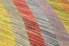 Scrap Sarı Geometrik Pamuk Yün El Dokuma Halısı 215x320 Agacan