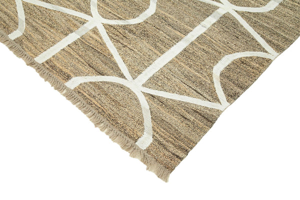 Scrap Bej Geometrik Pamuk Yün El Dokuma Halısı 246x320 Agacan