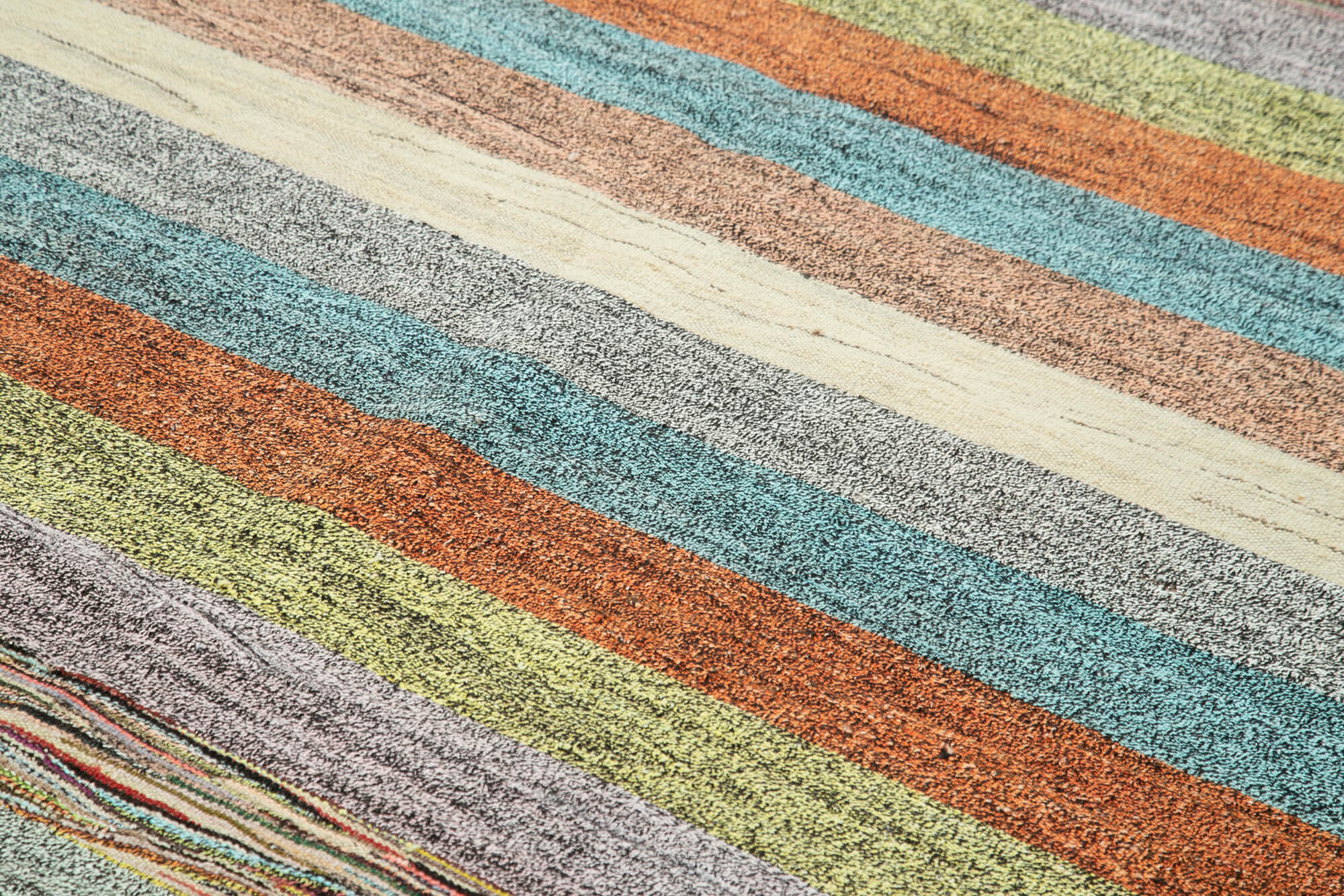 Scrap Yeşil Geometrik Pamuk Yün El Dokuma Halısı 244x320 Agacan