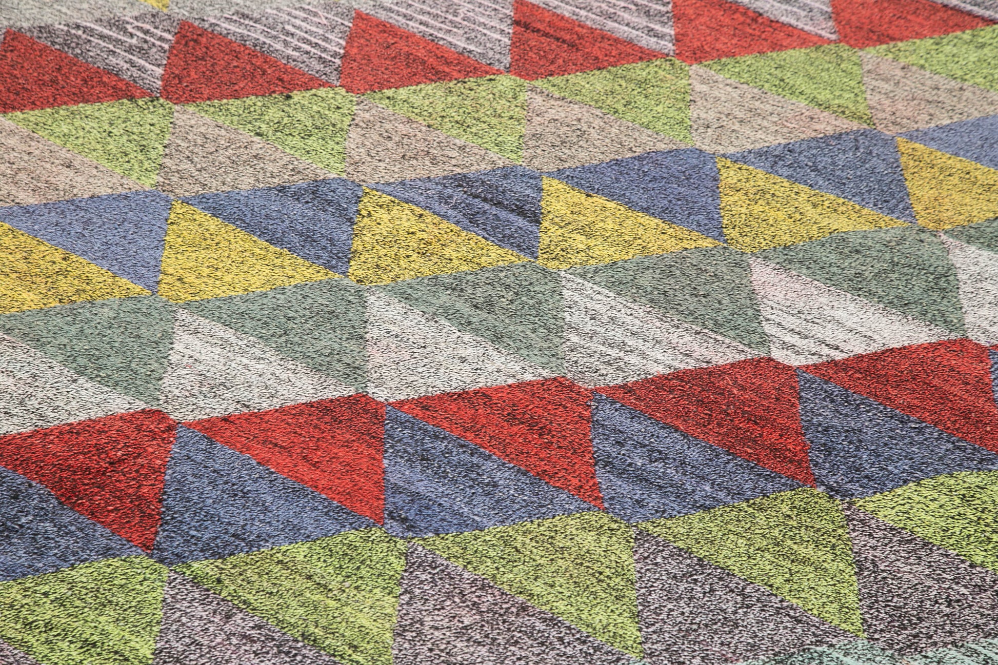 Scrap Mavi Geometrik Pamuk Yün El Dokuma Halısı 254x308 Agacan